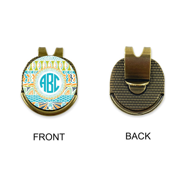 Abstract Teal Stripes Golf Ball Hat Clip Marker - Apvl - GOLD