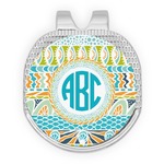 Abstract Teal Stripes Golf Ball Marker - Hat Clip - Silver