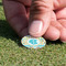 Abstract Teal Stripes Golf Ball Marker - Hand
