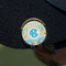 Abstract Teal Stripes Golf Ball Marker Hat Clip - Gold - On Hat