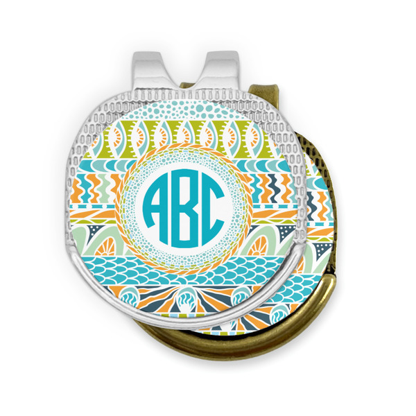 Abstract Teal Stripes Golf Ball Marker Hat Clip - PARENT/MAIN