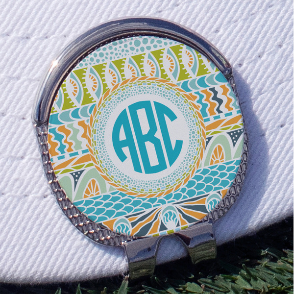 Custom Abstract Teal Stripes Golf Ball Marker - Hat Clip