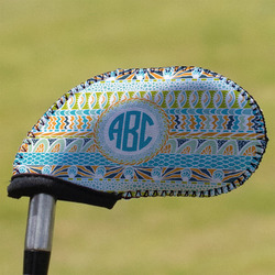 Abstract Teal Stripes Golf Club Iron Cover (Personalized)