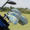 Abstract Teal Stripes Golf Club Cover - Set of 9 - On Clubs