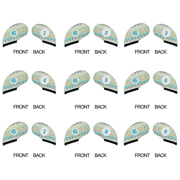 Abstract Teal Stripes Golf Club Covers - APPROVAL (set of 9)