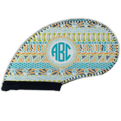 Abstract Teal Stripes Golf Club Iron Cover - Single (Personalized)