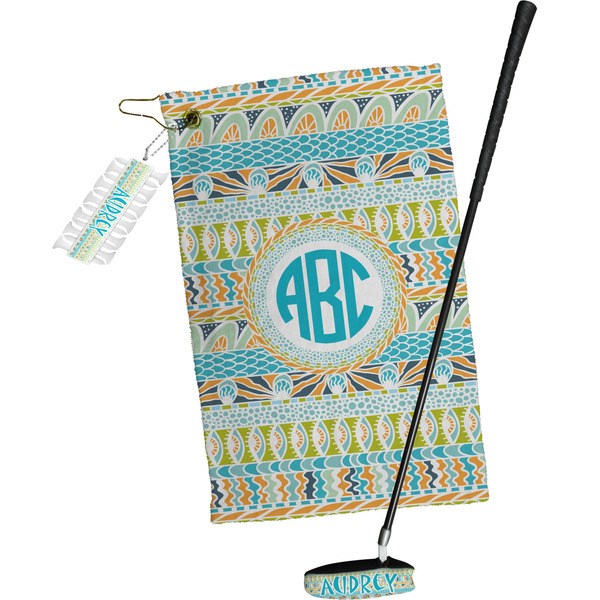Abstract Teal Stripes Golf Gift Kit (Full Print)