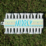 Abstract Teal Stripes Golf Tees & Ball Markers Set (Personalized)