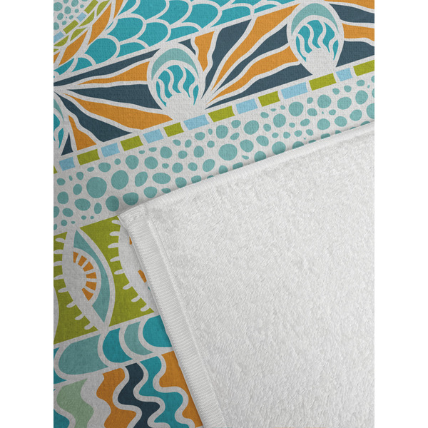 Abstract Teal Stripes Golf Towel - Detail