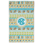 Abstract Teal Stripes Golf Towel - Poly-Cotton Blend w/ Monograms
