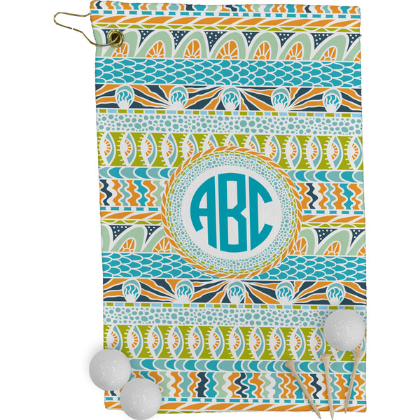 Abstract Teal Stripes Golf Towel (Personalized)