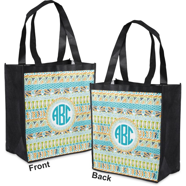 Abstract Teal Stripes Grocery Bag - Apvl