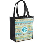 Abstract Teal Stripes Grocery Bag (Personalized)
