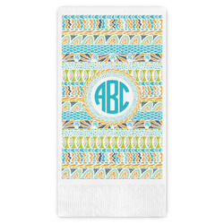 Abstract Teal Stripes Guest Paper Towels - Full Color (Personalized)