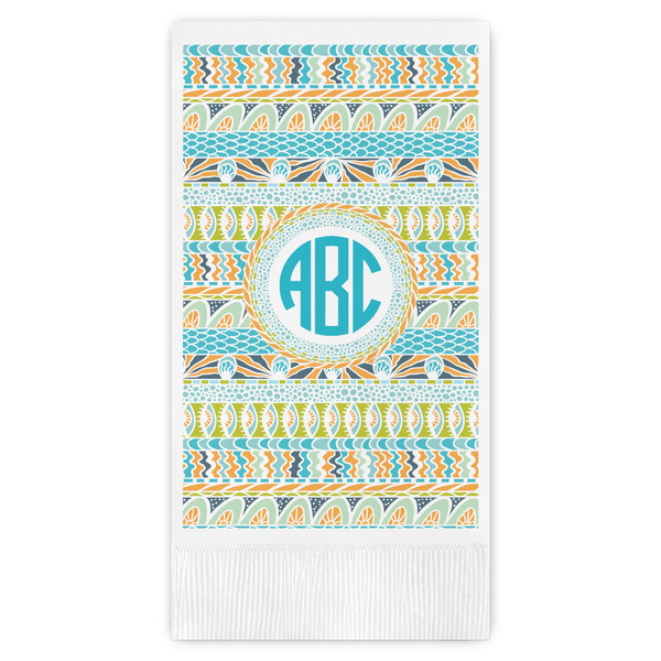 Custom Abstract Teal Stripes Guest Towels - Full Color (Personalized)