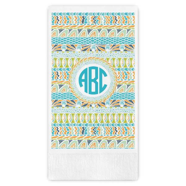 Custom Abstract Teal Stripes Guest Paper Towels - Full Color (Personalized)