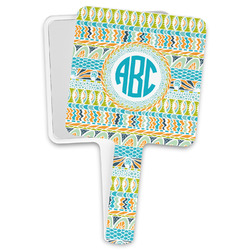 Abstract Teal Stripes Hand Mirror (Personalized)