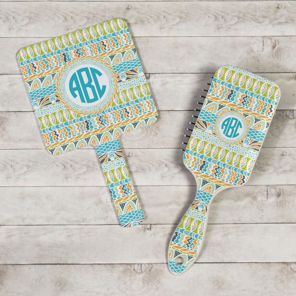 Abstract Teal Stripes Hand Mirrors - In Context