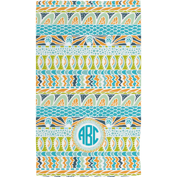 Abstract Teal Stripes Hand Towel (Personalized) Full