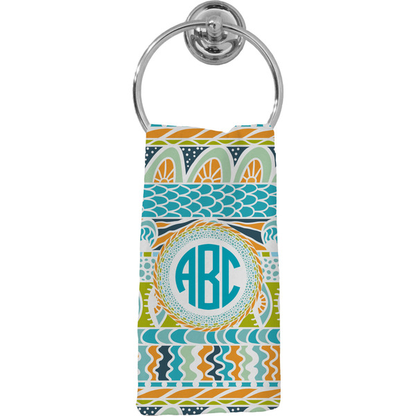 Custom Abstract Teal Stripes Hand Towel - Full Print (Personalized)