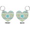 Abstract Teal Stripes Heart Keychain (Front + Back)