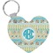 Abstract Teal Stripes Heart Keychain (Personalized)