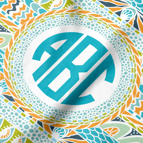 Abstract Teal Stripes Hooded Baby Towel- Detail Close Up