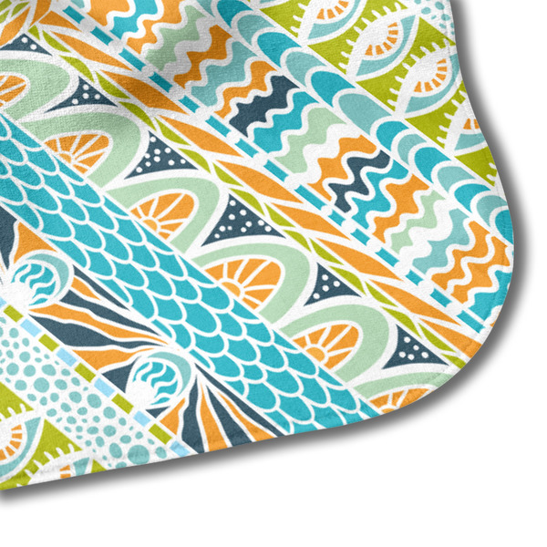 Abstract Teal Stripes Hooded Baby Towel- Detail Corner