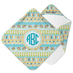 Abstract Teal Stripes Hooded Baby Towel (Personalized)