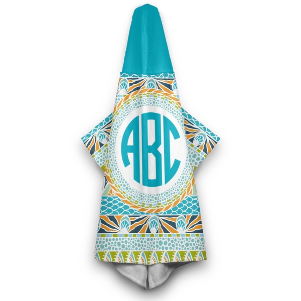 Abstract Teal Stripes Hooded Towel - Hanging