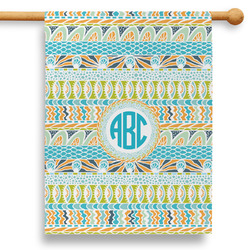 Abstract Teal Stripes 28" House Flag (Personalized)