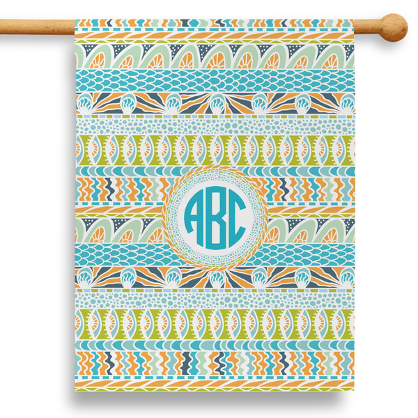Custom Abstract Teal Stripes 28" House Flag (Personalized)