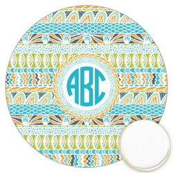Abstract Teal Stripes Printed Cookie Topper - 3.25" (Personalized)