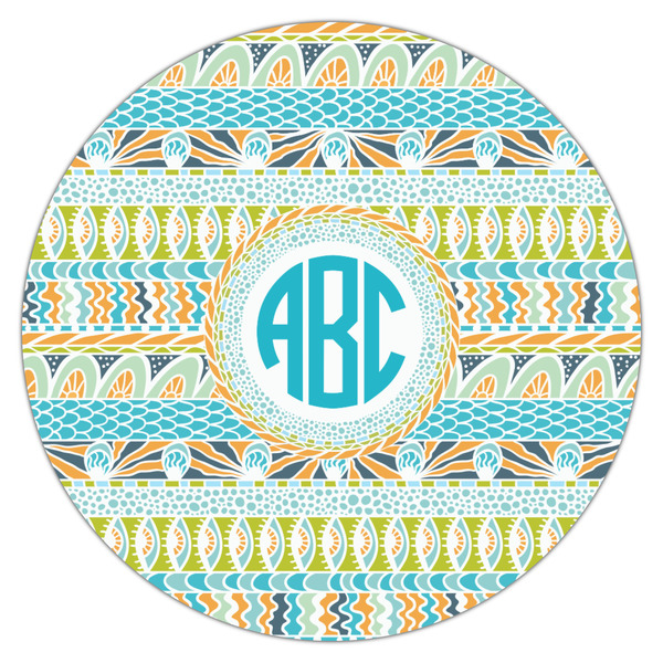 Abstract Teal Stripes Icing Circle - Large - Single