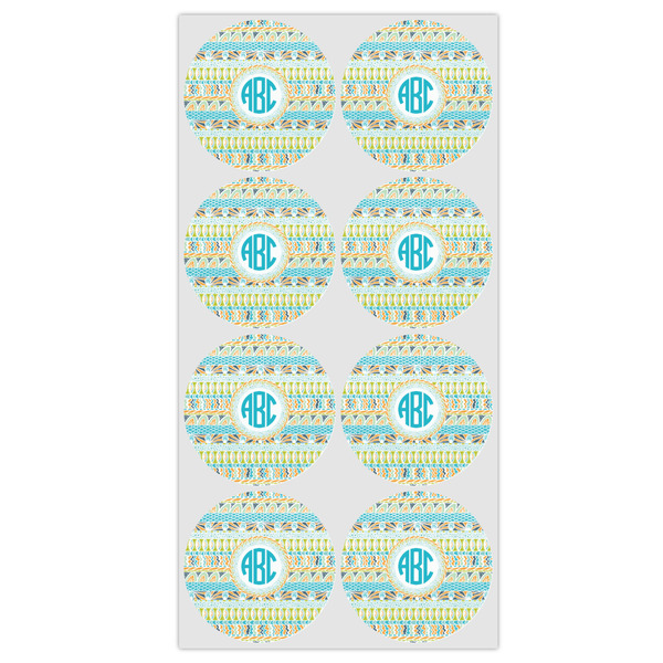 Abstract Teal Stripes Icing Circle - Medium - Set of 8