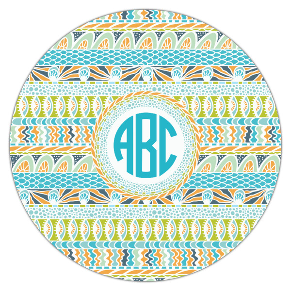Abstract Teal Stripes Icing Circle - Medium - Single