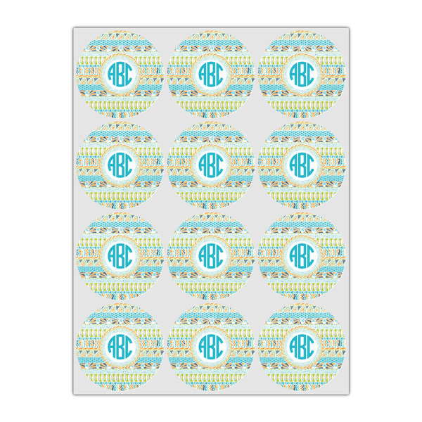 Abstract Teal Stripes Icing Circle - Small - Set of 12