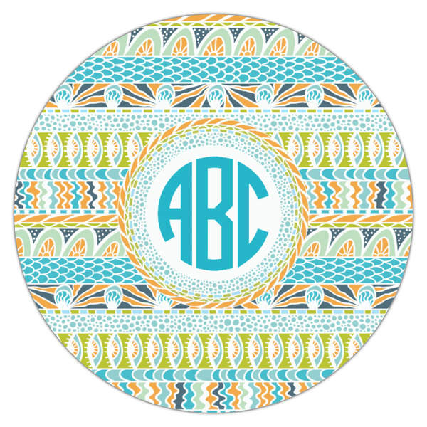 Abstract Teal Stripes Icing Circle - Small - Single