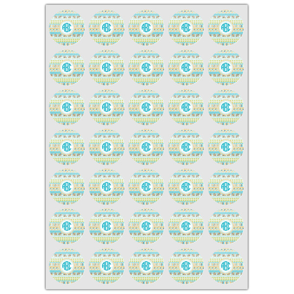 Abstract Teal Stripes Icing Circle - XSmall - Set of 35