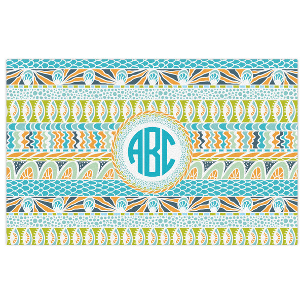 Abstract Teal Stripes Indoor / Outdoor Rug - 5'x8' - Front Flat