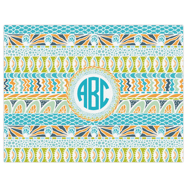 Abstract Teal Stripes Indoor / Outdoor Rug - 6'x8' - Front Flat