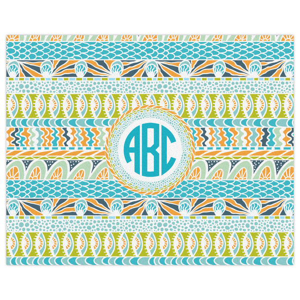 Abstract Teal Stripes Indoor / Outdoor Rug - 8'x10' - Front Flat