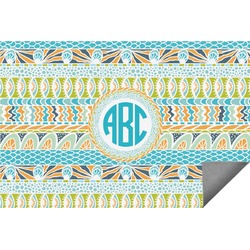 Abstract Teal Stripes Indoor / Outdoor Rug (Personalized)