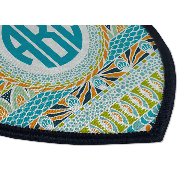 Abstract Teal Stripes Iron on Shield 3 Detail