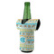 Abstract Teal Stripes Jersey Bottle Cooler - ANGLE (on bottle)
