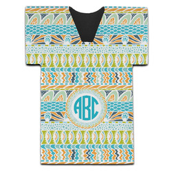 Abstract Teal Stripes Jersey Bottle Cooler (Personalized)