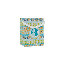 Abstract Teal Stripes Jewelry Gift Bags (Personalized)