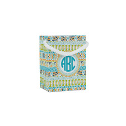 Abstract Teal Stripes Jewelry Gift Bags - Matte (Personalized)