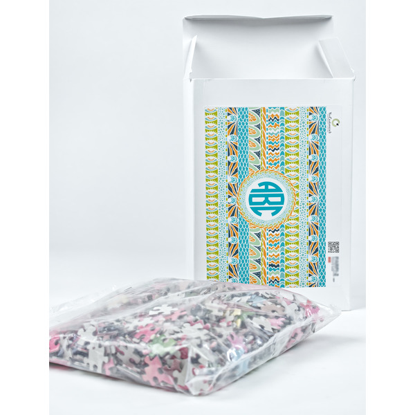 Abstract Teal Stripes Jigsaw Puzzle 1014 Piece - Box