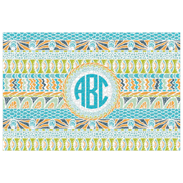 Custom Abstract Teal Stripes Jigsaw Puzzle - 1000-piece (Personalized)